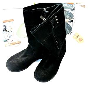 Ugg high black suede boots sz 5 nwot